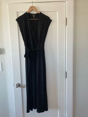 AYR Black Silk Wrap Dress